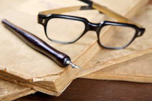 Still-life with old writing-books a nib